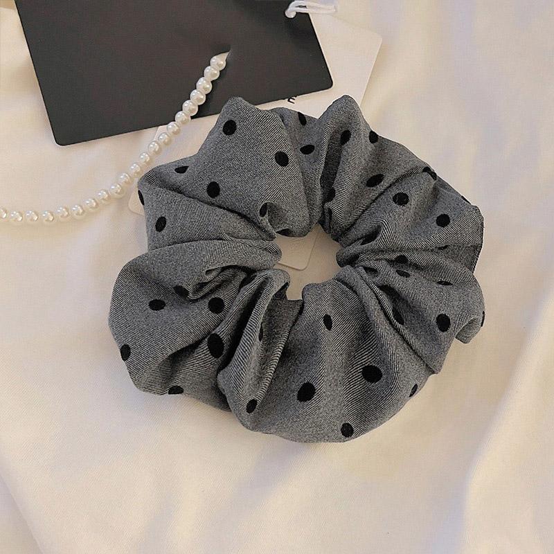 Y2K Eleganter Druck Schleife Herz Punktmuster Haargummis Seil Damen Große Größe Scrunchies Grau Schwarz Haarband Pferdeschwanzhalter Kopfschmuck