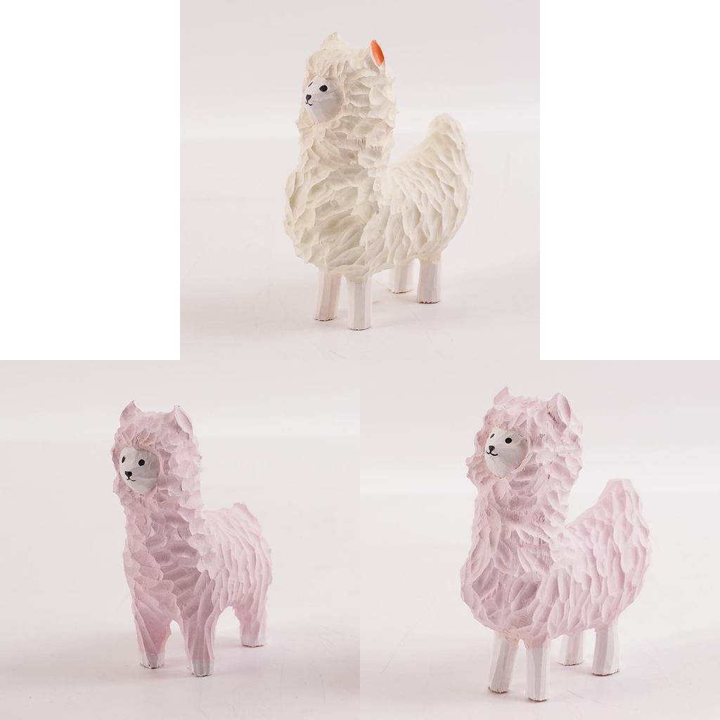 Cute Alpaca Wooden Carving Decor For Home Gift And Birthday Celebration