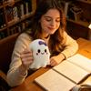 Stress Relief Gadget 1/2Pcs Halloween Cartoon Ghost Squeeze Toy, Bow Relaxation Ball White Sensory Fidget Toy for Kids Adults Party Favors Soft