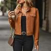 Women's Solid-Color Fashionable Casual Drawstring Waist Long-Sleeve Jacket For Fall/Winter