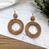 Vintage grass rattan woven handmade earrings bohemian vacation style stud earrings women's summer ear jewelry