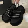 Bling Rhinestone Thick-Soled Open Toe Women Sandals 2025 Summer Fashion Design Retro Roman Ankle Strap Women Beach Slippers