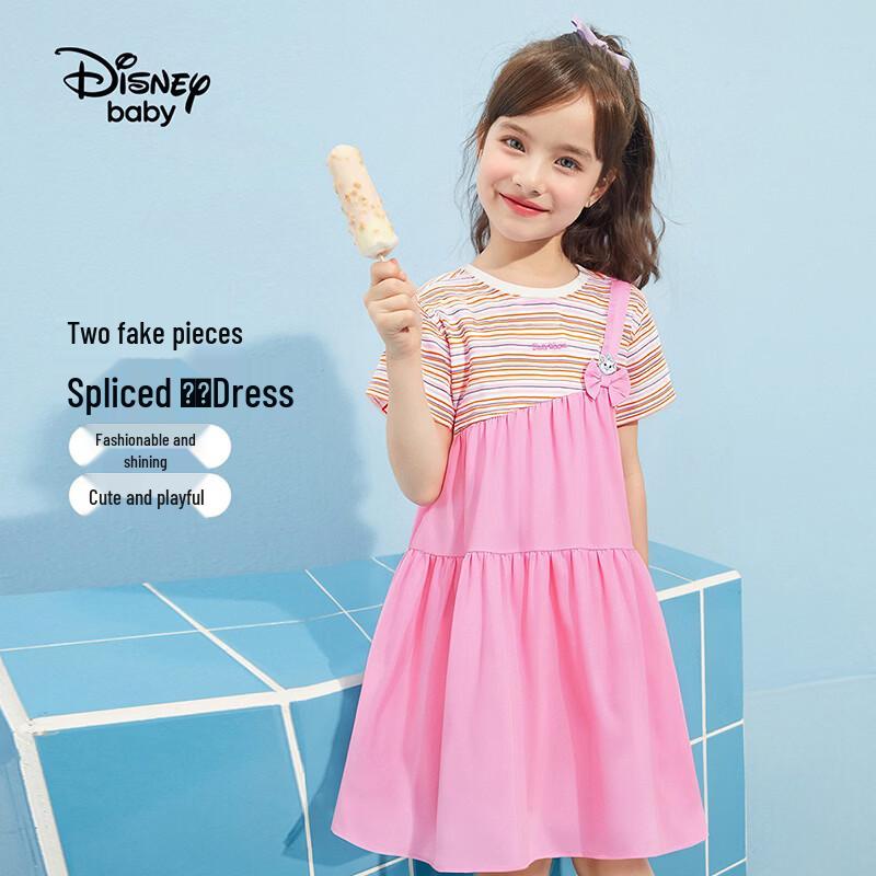 Disney Girls  Faux Two-Piece Striped Tiered Dress 140