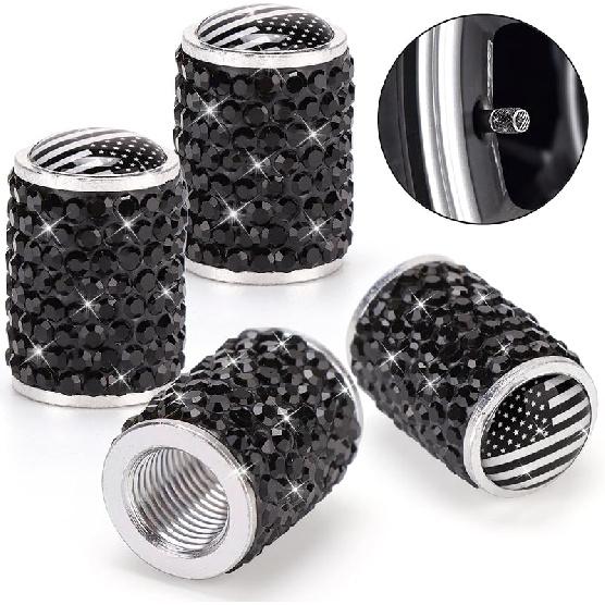 Bling Tire Valve Caps, 4 Pack Handmade Crystal Rhinestone Tire Caps Universal Bling Car Accessories for Women Dustproof Bling Valve Stem Caps Cover