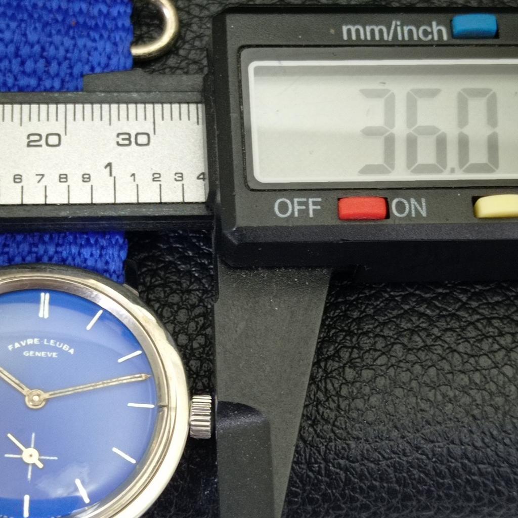 HAND-WINDING VINTAGE FAVRE LEUBA SWISS MENS BLUE COLOR DIAL WATCH A436436-2 R129-a436436