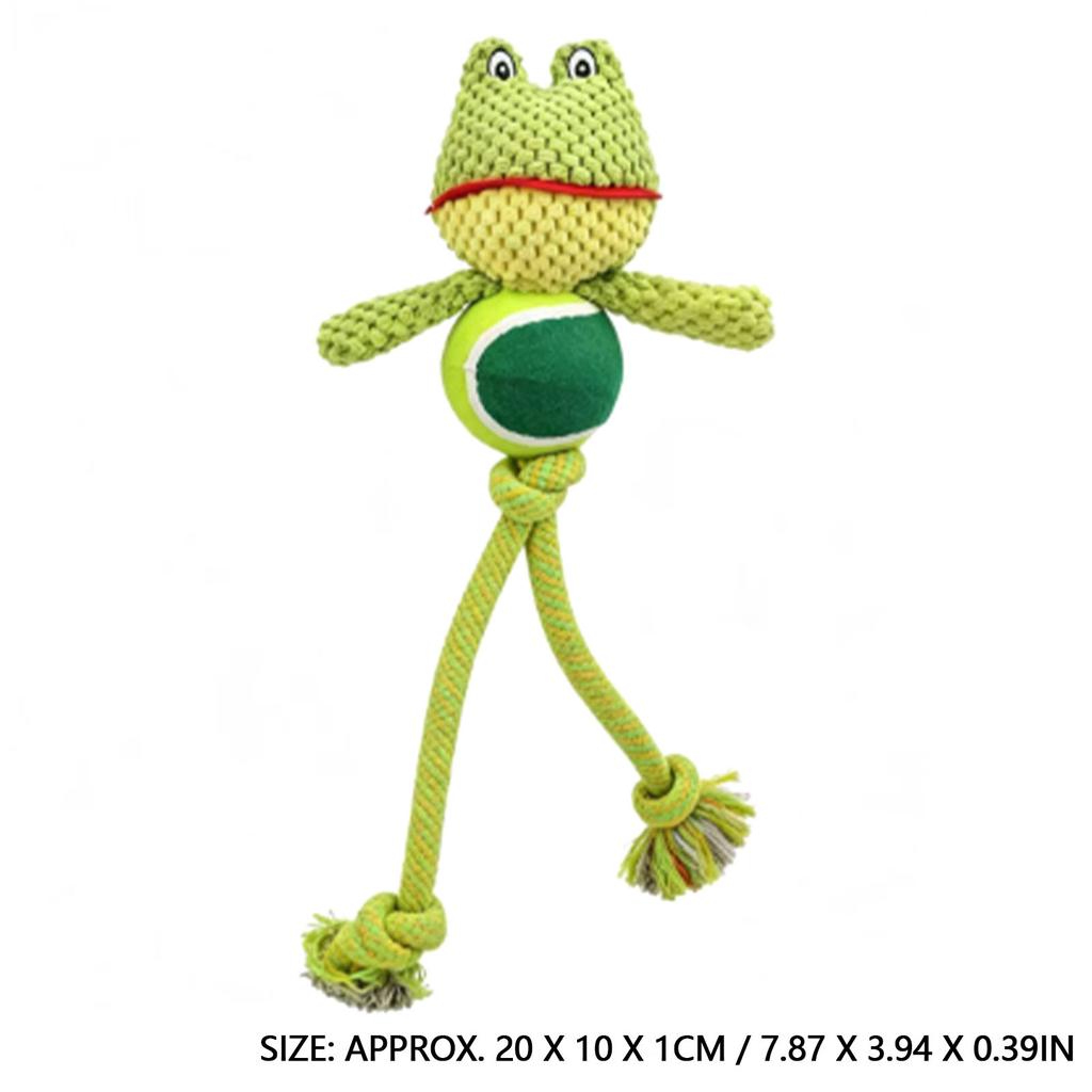 Puppy Teething Toy Green Frog Squeaky Plush Puppy Teeth Chewing Toy with Rope for Home 1PC