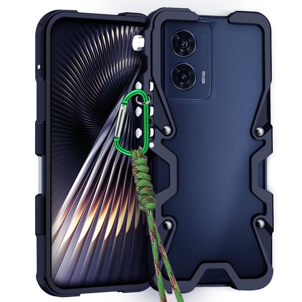 For Motorola Edge 50 Fusion 5G Bumper Case Aluminium Alloy Metal Phone Shell Cover with Strap