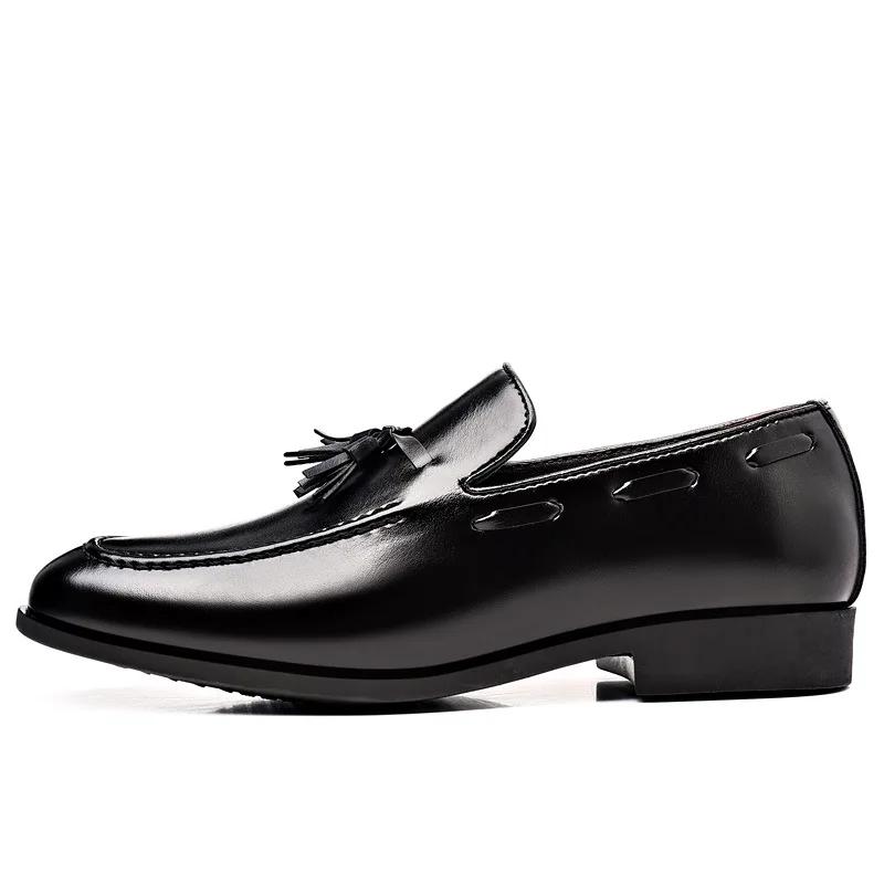 New Men's Fashion Leather Shoes Dress Style Men Business Loafers Casual Slip On Leather Flat Men Wedding Party Shoe