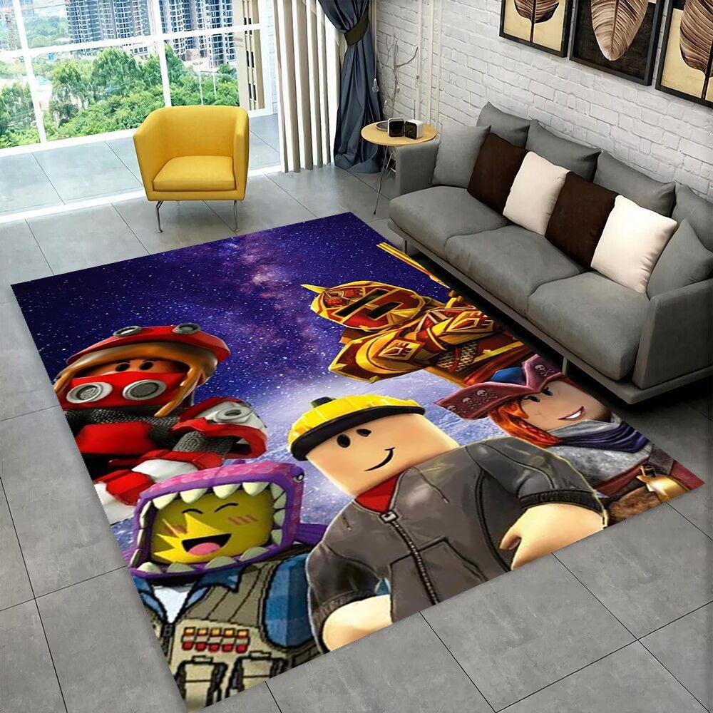 3D Cartoon R-Robloxs Game Carpet Rug for Playroom Bedroom Living Room Sofa Home Doormat Decor, Area Rug Non-slip Floor Mat Gift