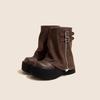 Hong Kong Sweet Cool High Trouser Boots Women's 2025 Autumn New Models But Knee Small Thick-soled Heightening Boots British