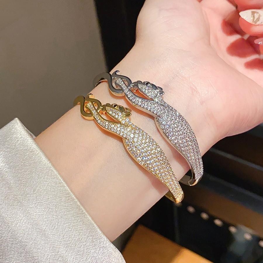 Hunter Cheetah 18k Gold Plated Zircon Bracelet With Vintage Luxury Style For Women