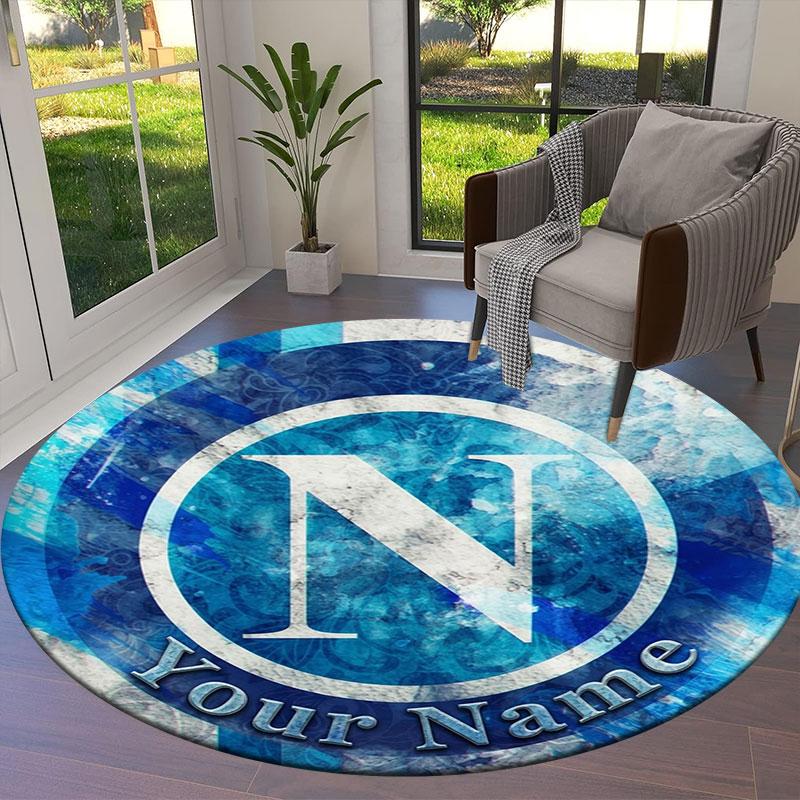 SSC Napoli Custom Name Round Area Rug,Carpet Rug for Living Room Bedroom Sofa Playroom Decor,Non-slip Floor Mat