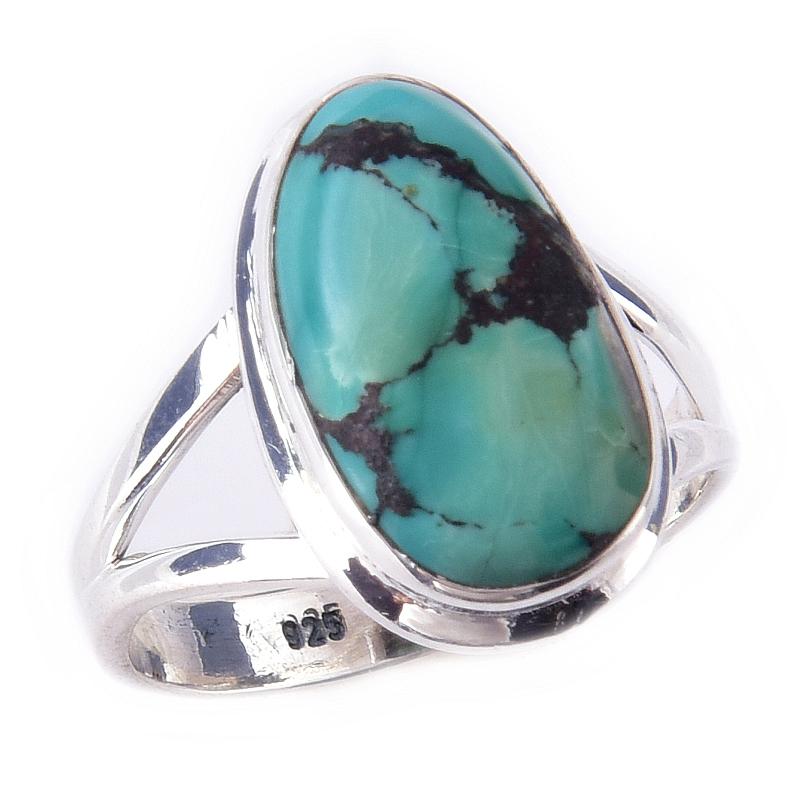 Natural Tibetan Turquoise Gemstone Handmade 925 Sterling Silver Ring Size 7 Q0C92