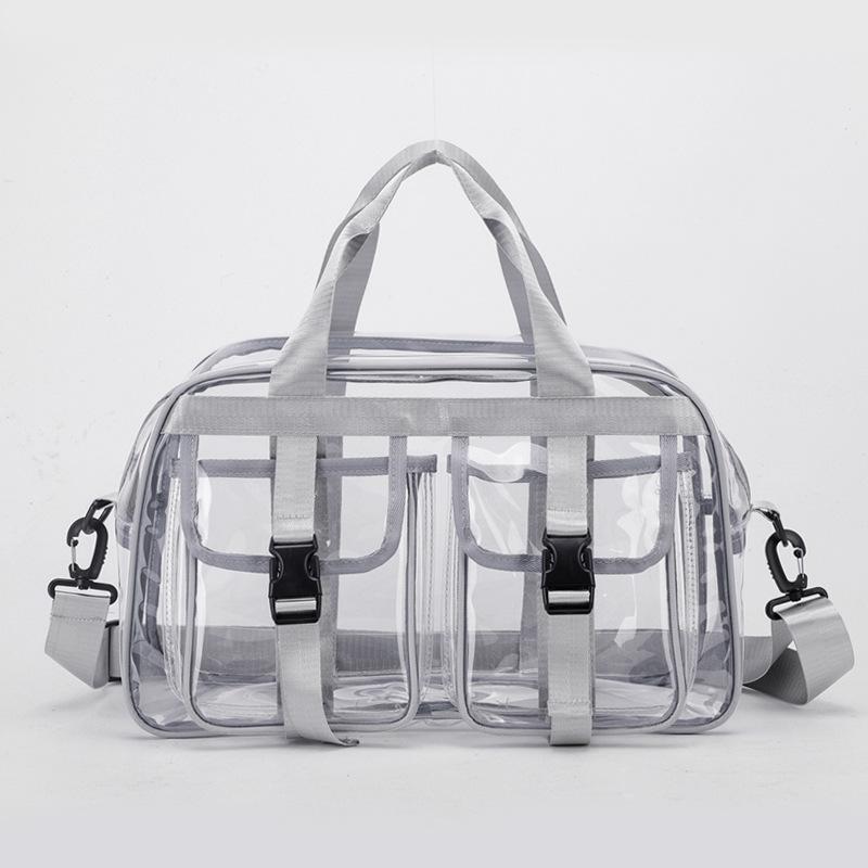 Fashion Versatile Solid Color PVC Transparent Travel Duffels 2026 New Hot Sale Zipper Simple Large Capacity Casual Shoulder Bag