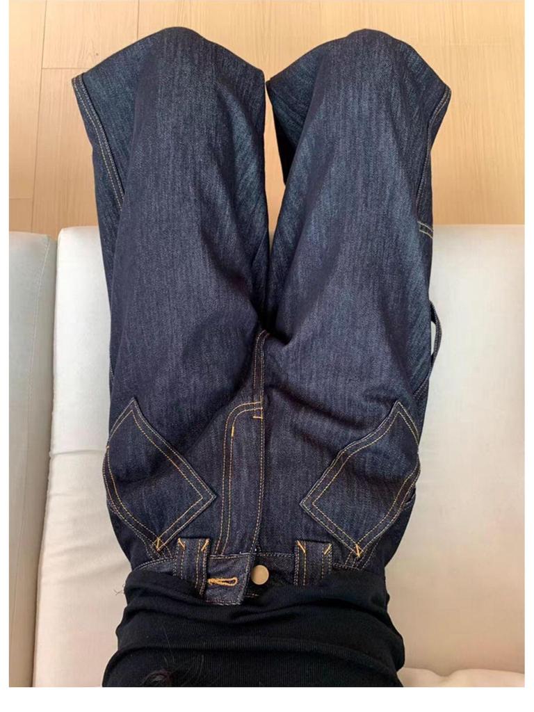 Plus Size Women's Retro High Waist Black Jeans - Autumn 2025 Wide Leg Slimming Pants