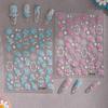 Cyansea Light Blue Floral Nail Art Stickers - Cute Leaf & Blooming Flowers Design with Back Adhesive
