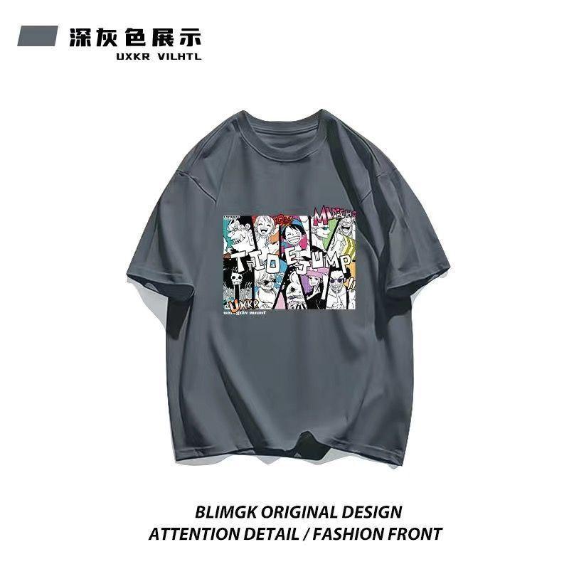 ONE PIECE Japanese Animation Pure Cotton Printed Shortsleeved Tshirt Summer Korean Unisexs and Womens Couple Tops Tide