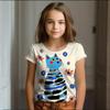 Summer Kids T-shirt Cartoon Cat Graffiti 3D Print Kids Short Sleeves T-Shirt Loose Casual Outdoor Street Boy and Girl Tees Tops