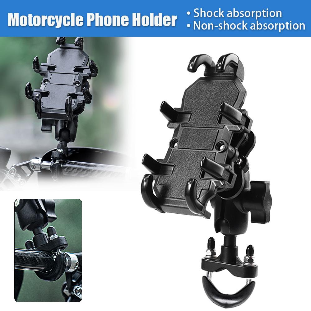 Motorcycle Phone Holder Shock Absorbe Handlebar Shock Resistant Mobile Phone Electric Bike Riding Delivery Navigation Holder