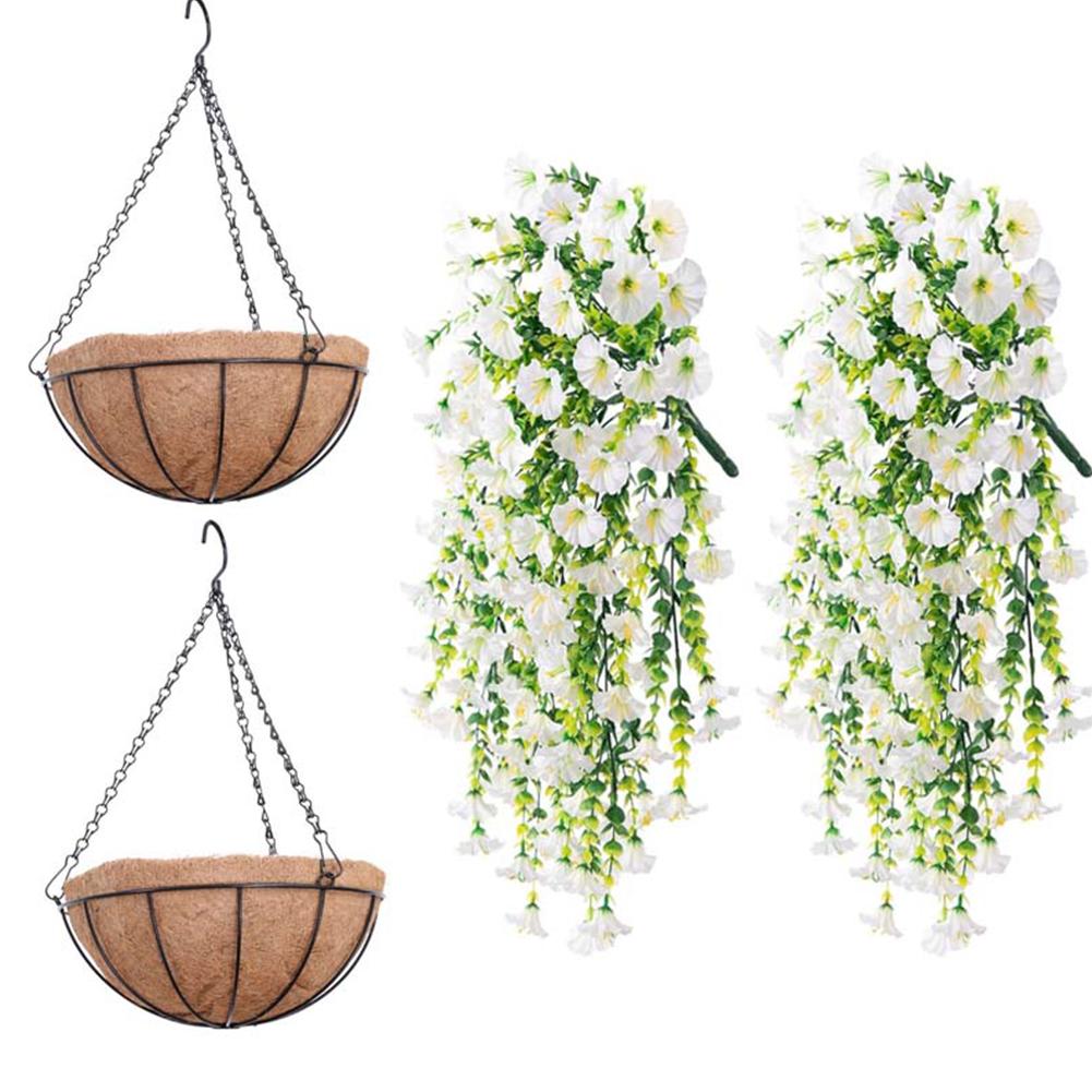 2/4Pcs UV-Resistant Artificial Flowers Morning Glory Eucalyptus Hanging Flower Plants Wedding Home Outdoor Garden Decoration