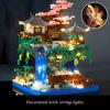 Peach Blossom Lake Building Blocks Micro Building Set, Tranquil Garden with Flowers and Lights, A Floating Architecture Model