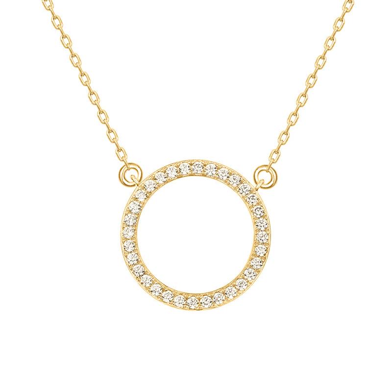 2026 New Trendy Circle Necklace with Cubic Zirconia Simple Stylish Clavicle Chain  for Women Wedding Eternity Jewelry