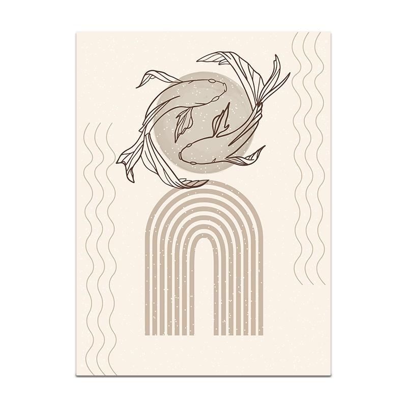 Bohemian Canvas Poster Vintage Minimalist Line Leaf Wall Art Geometric Prints For Modern Living Room Home Decor Unframed