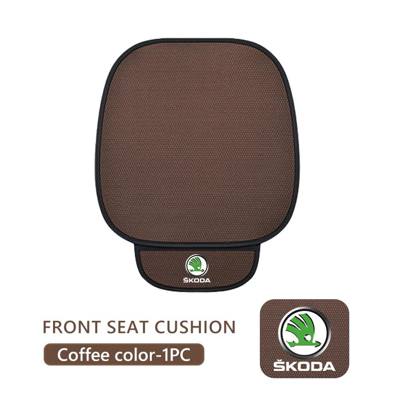 For Skoda Car Seat Cushion Cover Breathable Ice Silk Soft Mat Rapid Octavia Derivative Enyaq-iV VisionS Yeti Scala