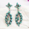 Kingman Turquoise Sterling Silver Stud Earrings: Long Dangle Studs