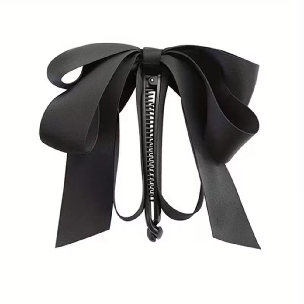 Elegant Hair Claw Bowknot Design Solid Color Ponytail Clip Satin Bow Ribbon Twist Clip Women Headwear Hair Accessories чёрный
