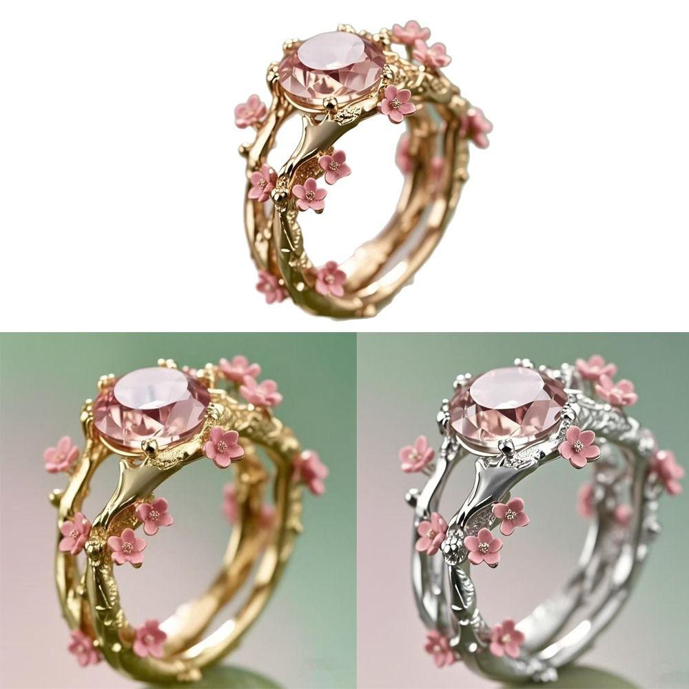 Bague Fleur Design Simple Incrustée Zircon Décoration de Doigt Bagues Tendance Mode Accessoires de Bijouterie