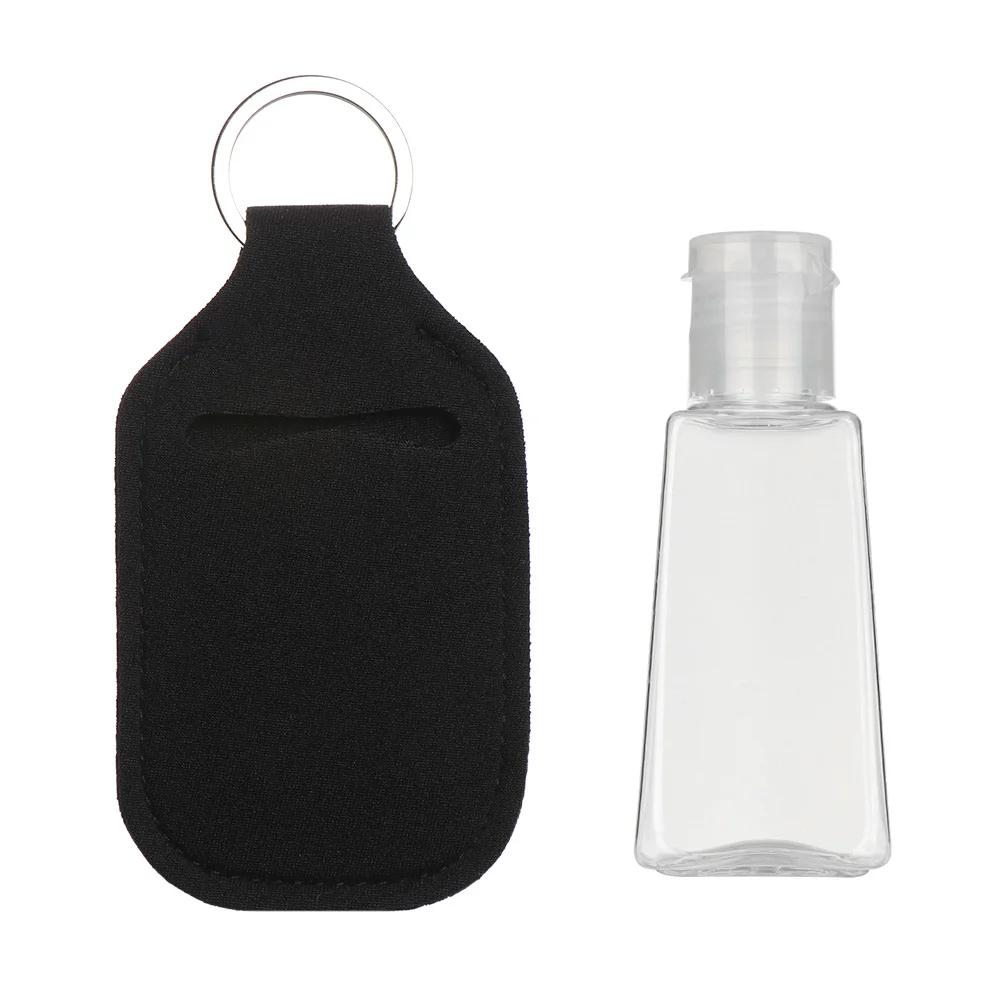 Mini Hand Sanitizer Bottle 30ml Portable Travel Silicone Cosmetics Shower Gel Bottles Refillable Bottles with Keychain Holder