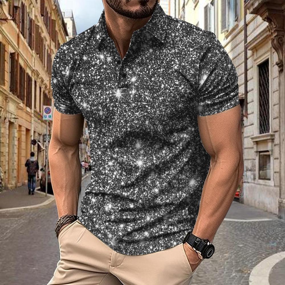 Men's POLO Printed Button Casual T-shirt Top