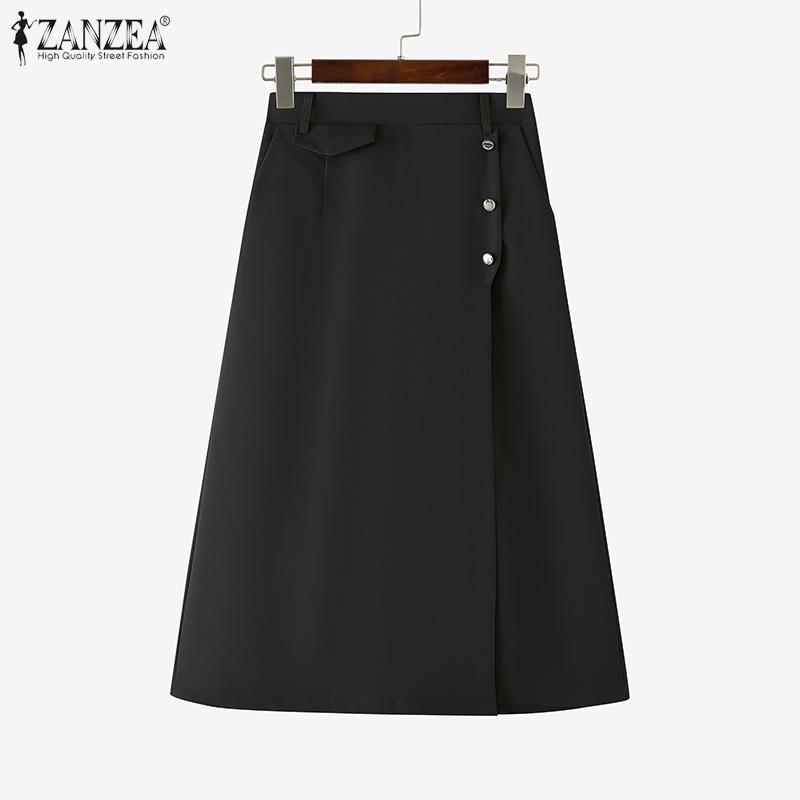 ZANZEA Damen Lässige Elastische Taille Einfarbig Weite Caprihosen