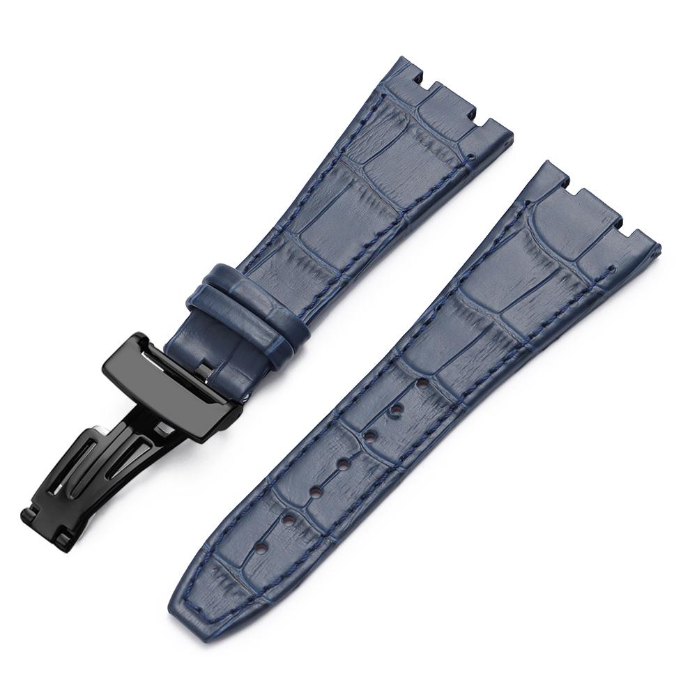 Top Layer Genuine Cowhide Watch Strap for AP Audemars 15400 15703 26320 Royal Oak Offshore Series Men27mm Black Brown Watch Band
