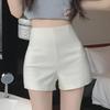 Women's Summer White High-Waist Slim Fit Shorts - Anti-Exposure A-Line Hot Pants