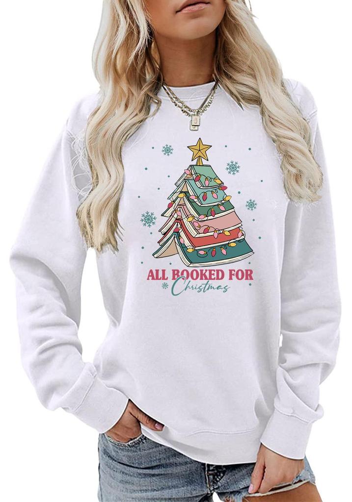 Christmas Letter Fun Print Casual Round Neck Hoodie