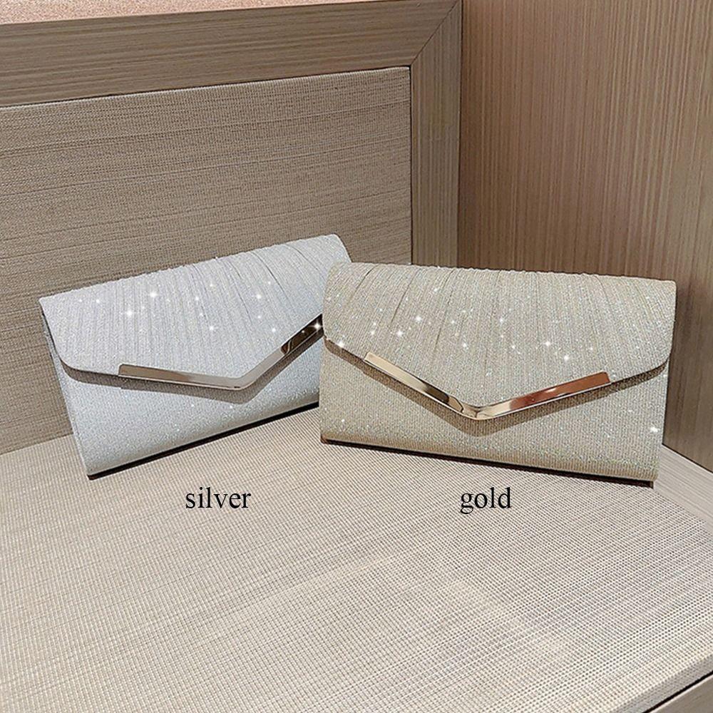 Gold Silver Evening Bag Women Elegant Fashion Banquet Clutch Chain Shoulder Bags Luxury Purse Female Wedding Party Bags