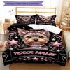 3pcs Custom Name Yorkie Star Bedding Set Printed Bedding Set Duvet Cover Closure Includes 1 Duvet Cover & 2 Pillowcases Bedroom Decor