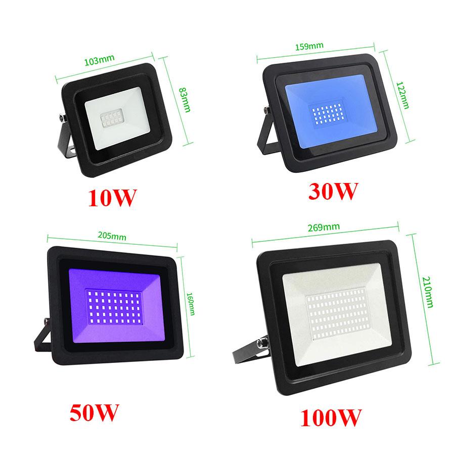 10W 30W 50W 100W Outdoor UV Black Light IP66 Waterproof Ultra Violet UV Flood Light for Disco Dance Party Stage Aquarium Decor