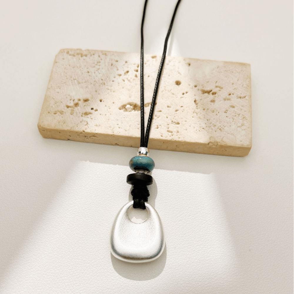 Sweater Chain Autumn and Winter Black Leather Rope Bag Pendant Simple Light Luxury High Sense Niche Versatile Send Girlfriend Long Accessories