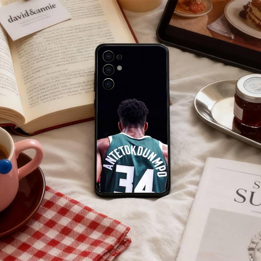 Custodia per Telefono Giannis Antetokounmpo 34 Per Samsung S 25,24,23,22,30,21,10,9,Ultra,Plus,Lite,FE,4,5 G Custodia Morbida Nera