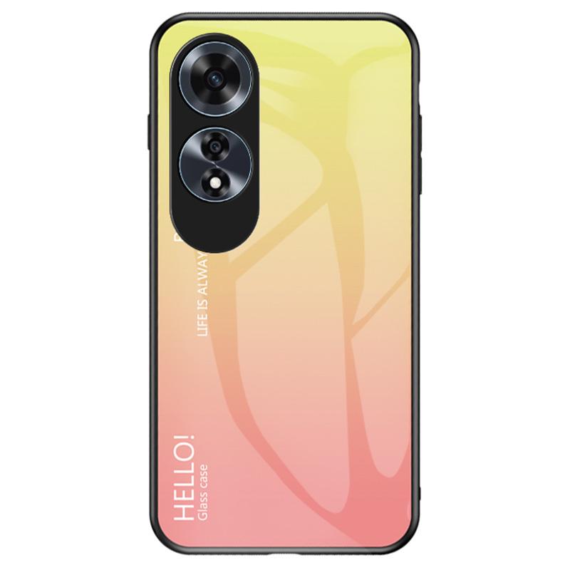 

For Oppo A60 4G Case Tempered Glass+PC+TPU Phone Cover Gradient Yellow
