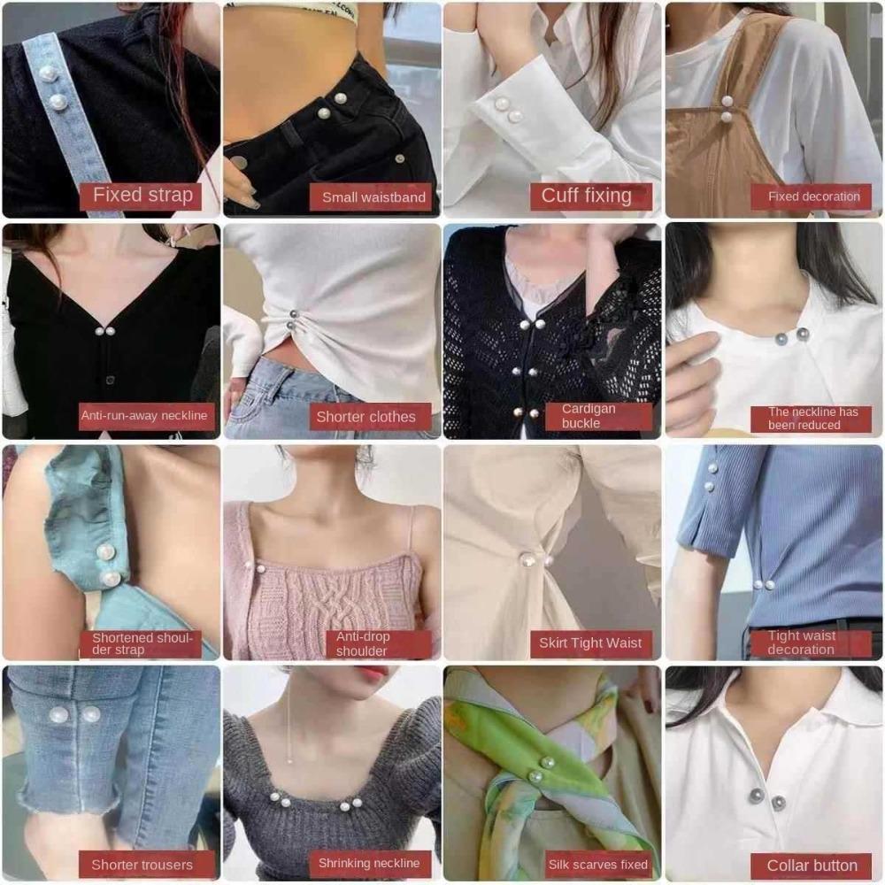 6Pcs Clothing Accessories Pearl Brooch Detachable Double Head Pin Waist Clip Convenient Jeans Ornaments Tighten Waist Button