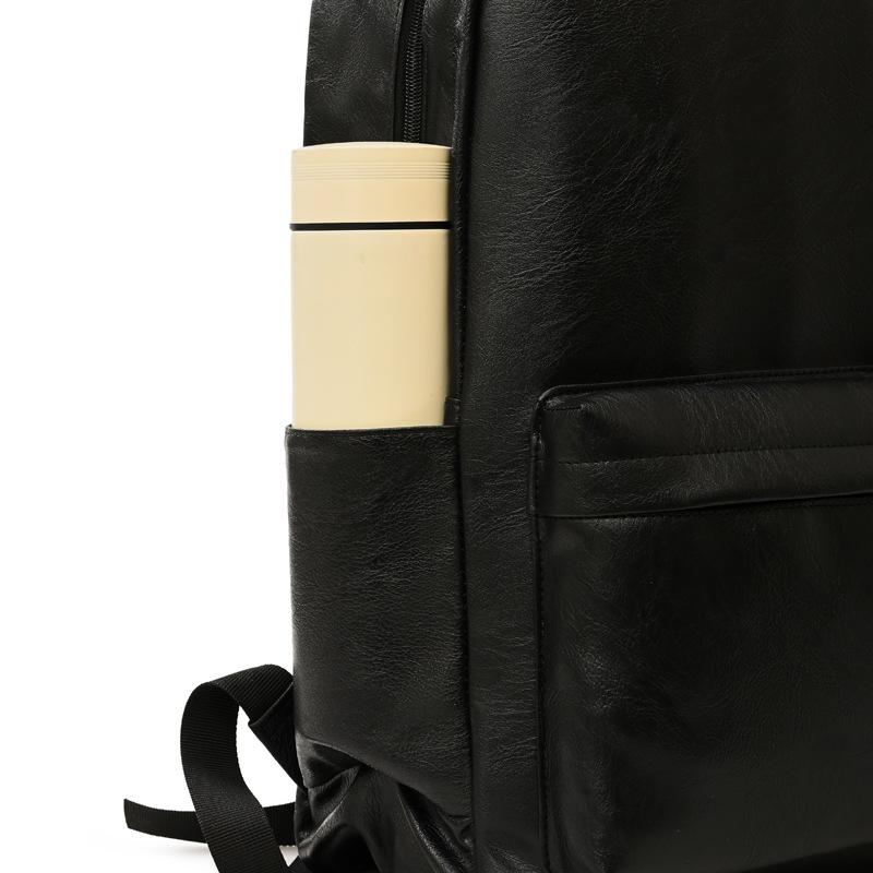Schoolbag New Large-capacity Solid Color PU Business Backpack Trendy Going Out Commuting Backpack New Portable Computer Bag