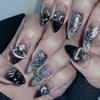 Spice Girl French Manicure False Nail Butterfly Wearing Nail Patch Almond Wearing Nail Flash Diamond Planet Ring Nail Patch