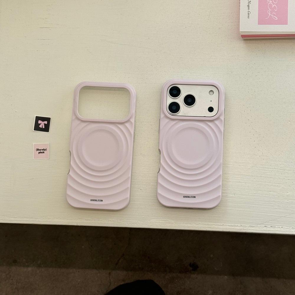 

Elegant Pink Wave Magnetic iPhone 17 Pro Max Case with 3D Bear Design - Compatible with Apple 15/14 iPhone 17