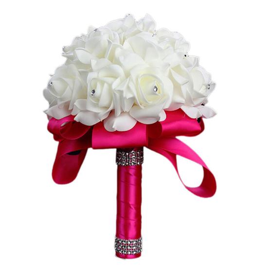 1 Bouquet Bride Bridesmaid Handmade Wedding Party Rhinestone Artificial Flower