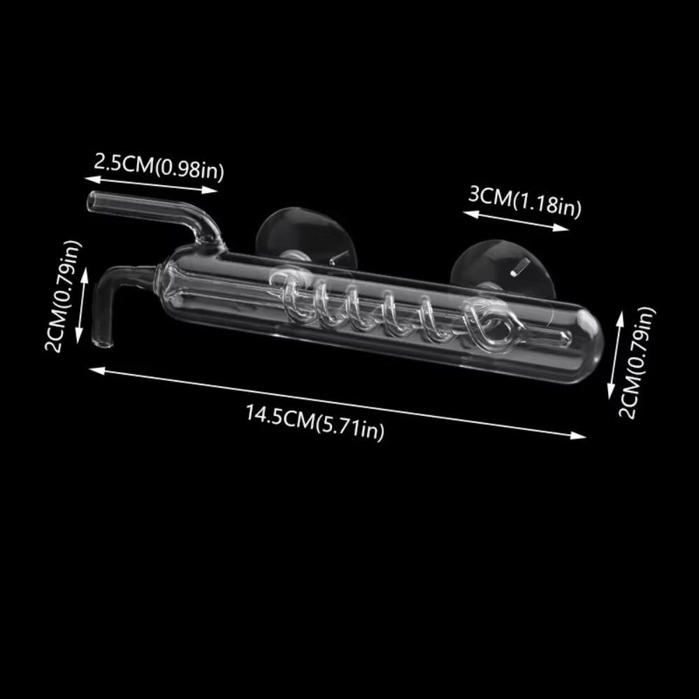 Glass CO2 Bubble Counter with Suction Cup Dioxide Reactor Spiral Bubble Counter  Fish Tank