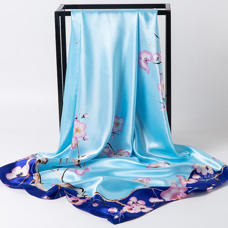 Chinese Style 90 * 90Cm Large Square Scarf Simulation Silk Scarf Scarf Shawl